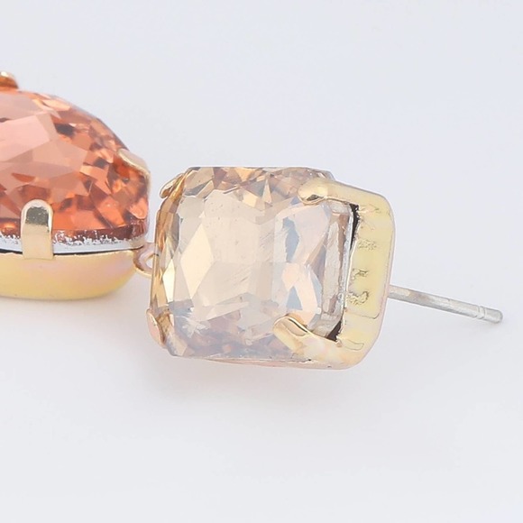 Multi-Color Rhinestone Jeweled Drop Earrings - Picture 7 of 12